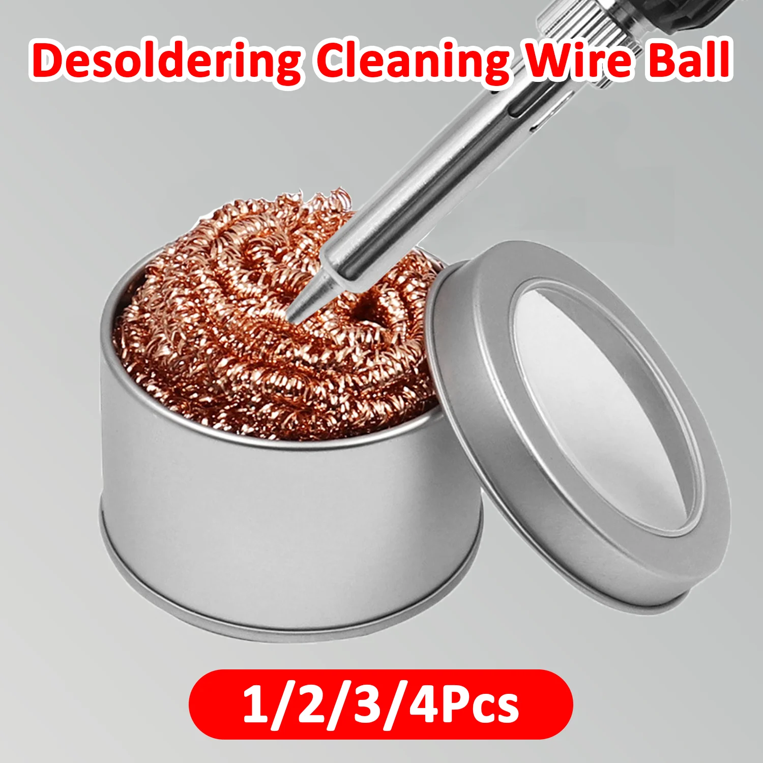 

Non-Slip Soldering Iron Tip Cleaner Desoldering Cleaning Wire Ball Tin Remove Nozzle Tip Copper Wire Metal Dross Box Clean Ball