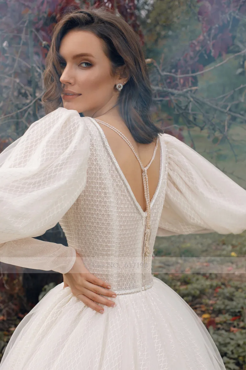 Robe de mariée trapèze Sexy à manches longues et col en v, nouveau Design, 2022