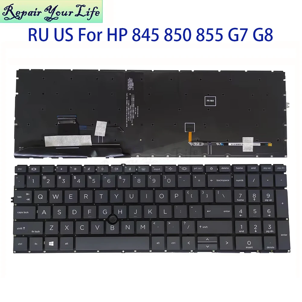 

Клавиатура с подсветкой RUS, русская, американская, для HP Elitebook 850 G7 850 855 G7 G8 845 G7 G8, США, английский, RU TrackPoint L89916 M07491-001 201