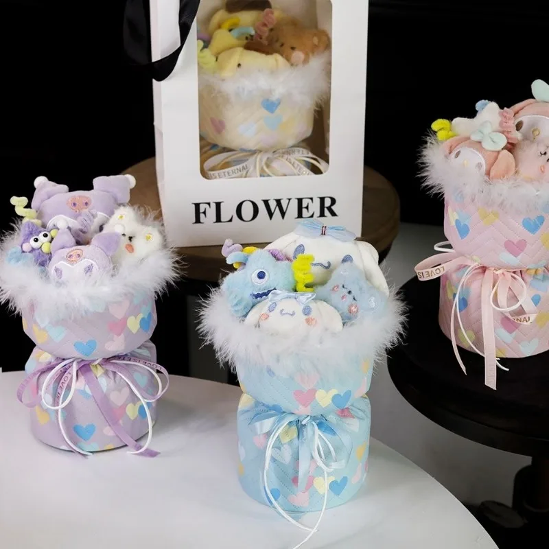 

Cinnamoroll My Melody Anime Kawaii MINISO Lovely Doll Bouquet Cute Cartoon Kuromi PomPomPurin Birthday Gifts Toys for Kids