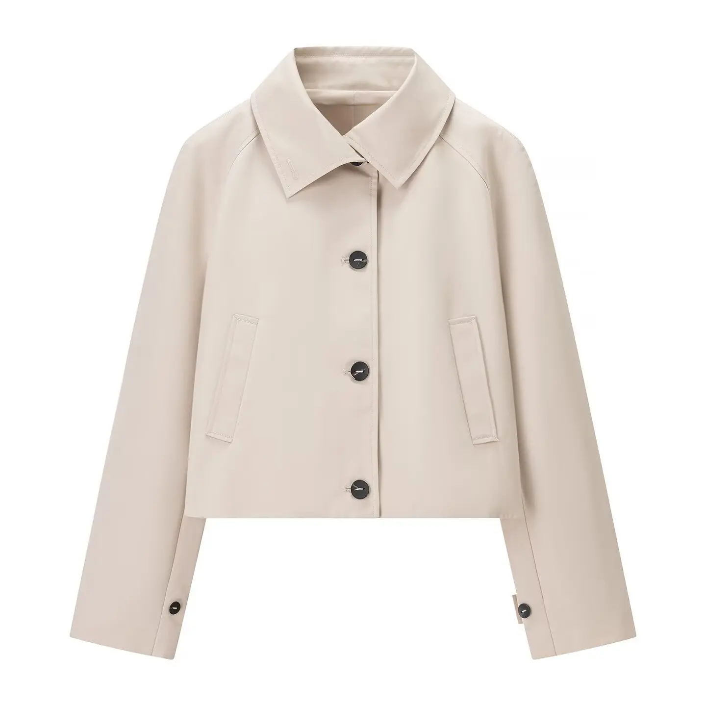 

2025 Autumn Winter New Fashion Lapel Women Short Windbreaker Jacket Simple Solid Color Female Casual Coat