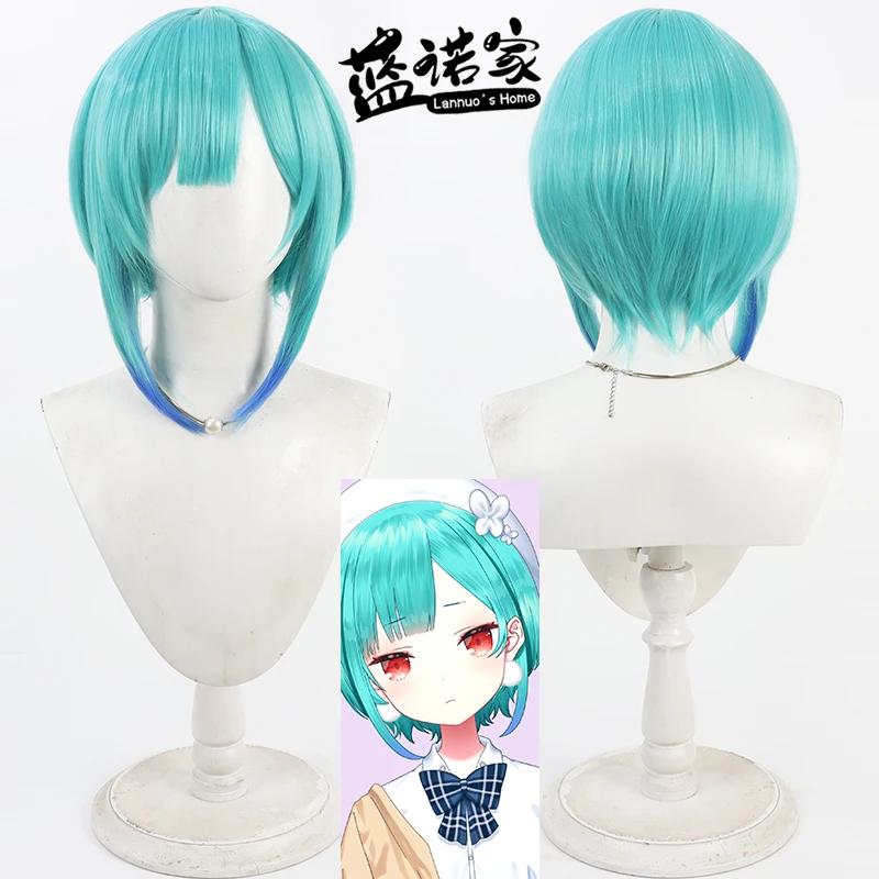 

Synthetic Hair Uruha Rushia Cosplay Wigs Virtual YouTuber Uruha Rushia Halloween Green Mixed Blue Wig Heat Resistant