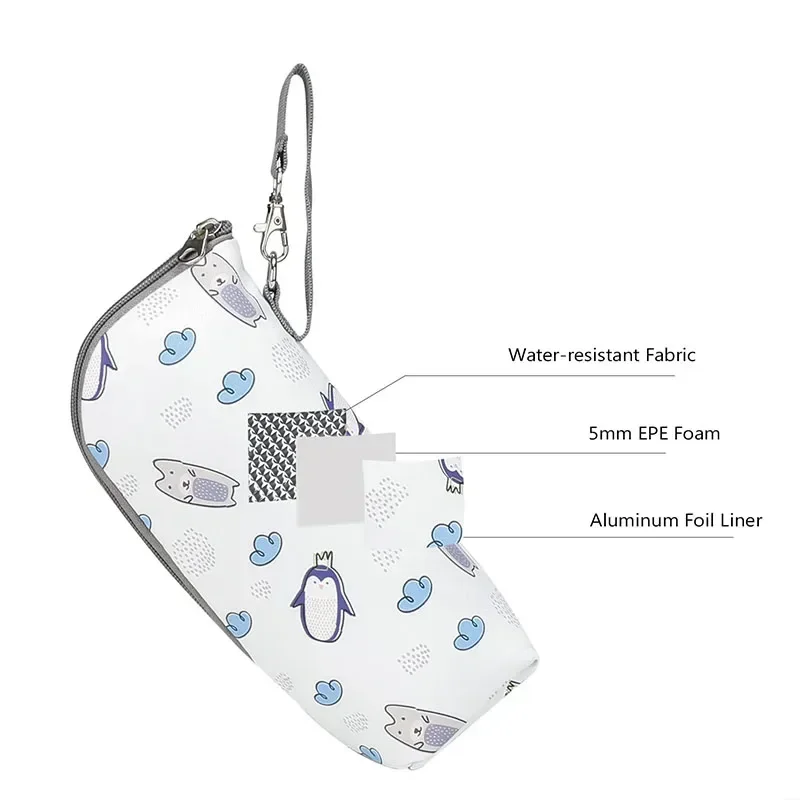 Portable Aluminum Foil Baby Bottle Warmer Insulation Bag Stroller Mommy Bag Hanging Storage Bag for Outdoor Feeding Storag
