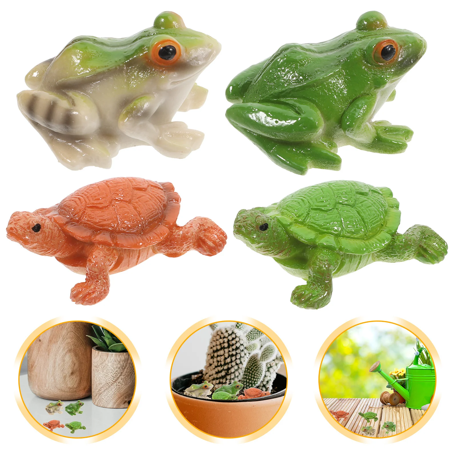

4Pcs Outdoor Decor Resin Frog Turtle Garden Ornaments for Yard Patio Micro Landscape Rustic Animal Statues Lively