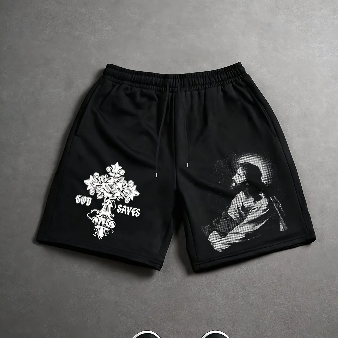 

2026 New Jesus God Saves Christian Faith Casual Shorts Men's Quick Drying Shorts Are Suitable for Daily and Training Wear Y2k