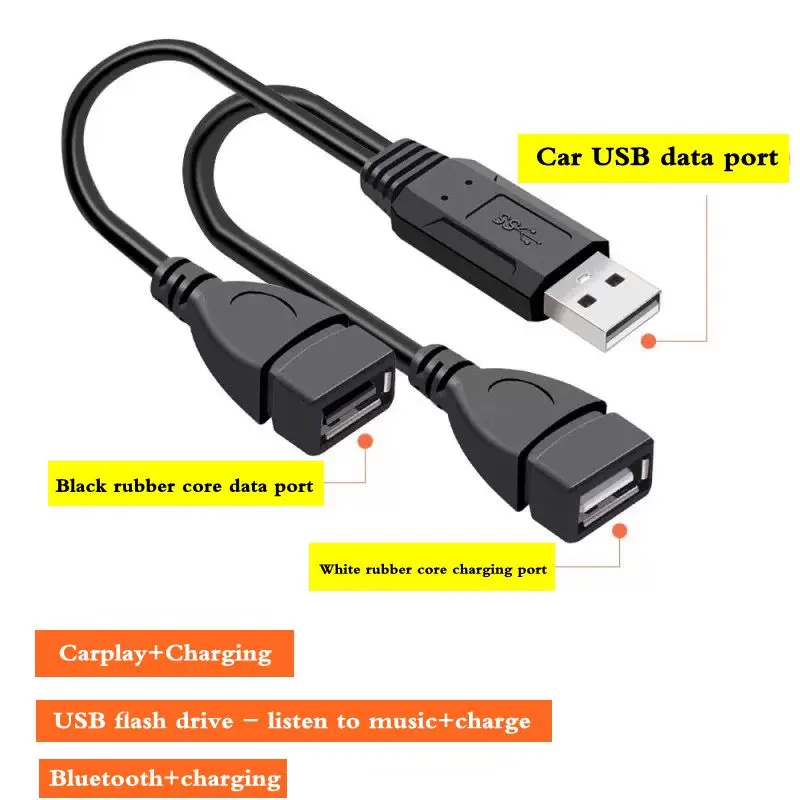 30cm USB 2.0 Male to Female One to Two Data Charging Extension Cable, Computer USB 1 Male to 2 Female Power Splitter