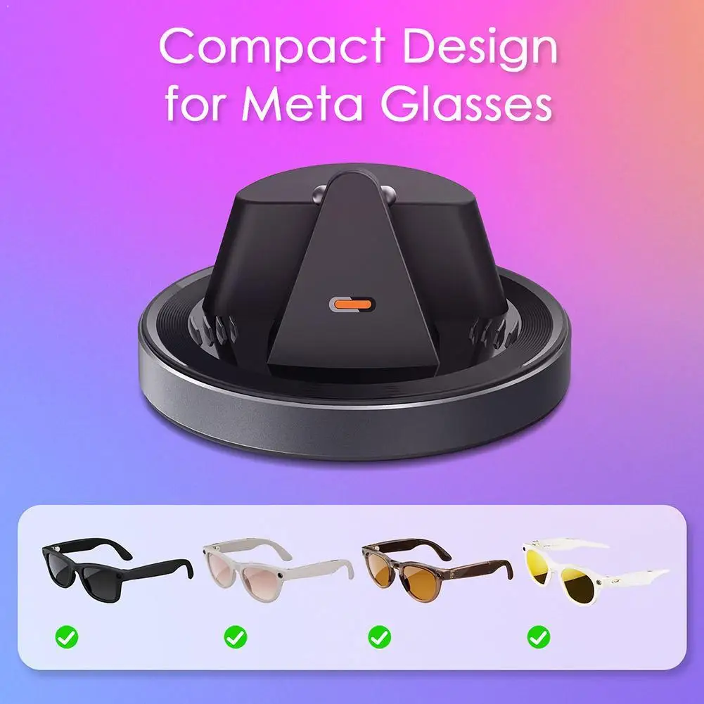 

Fast Charging Base For Meta Ray-Ban Smart AI Glasses Mini Portable Round Charging Dock Non-Slip Stand For Ray-Ban Meta Wayfarer