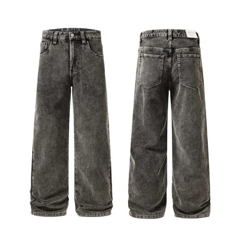 

Man Streetwear Trousers Men Basic Style Business Casual Loose Vintage Fashion Cleanfit Straight Pure Cotton Corduroy Pants