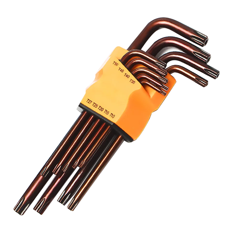 9PCS/set Double End L Type Screwdriver Torx Wrench Set Allen Key Star T10 to T50 Torx Head with hole Spanner Key Set Hand Tools view 6