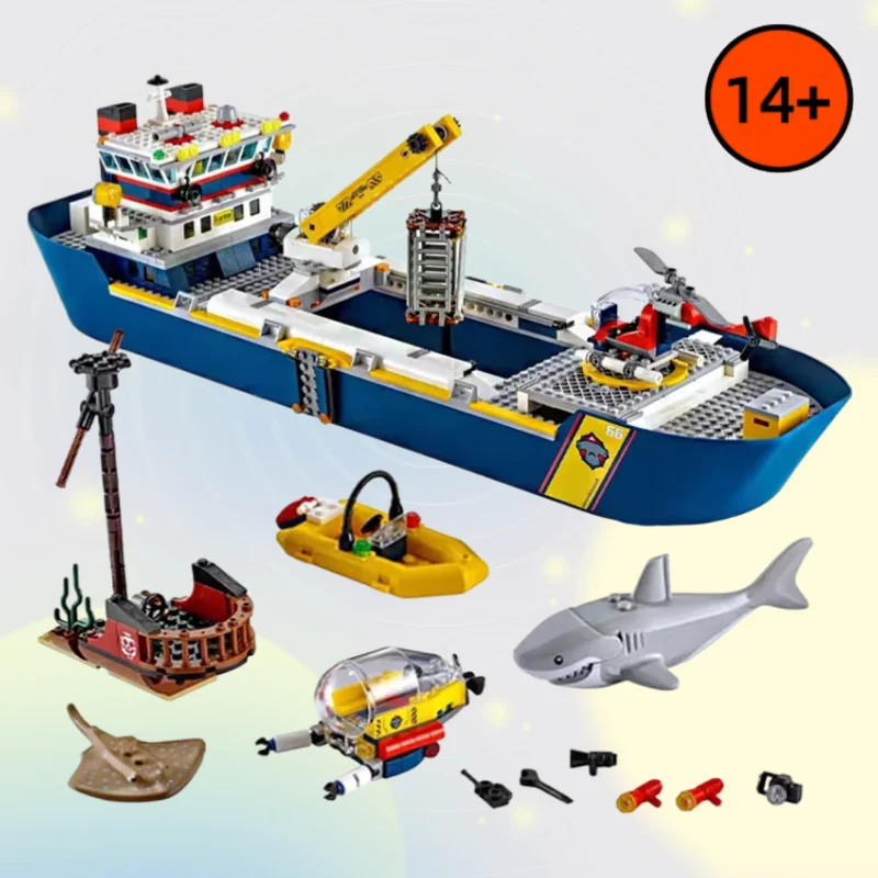 

Круизный лайнер, корабль для исследования морских глубин, новый набор из 745 деталей, научно-технический конструктор, модель корабля, 60266, подарки на день рождения для детей