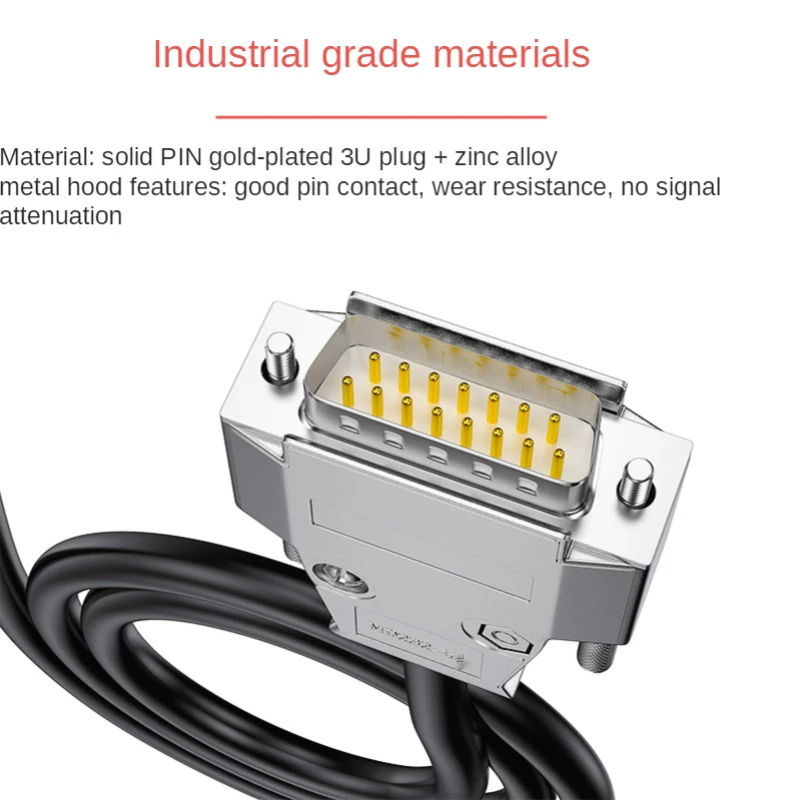 Cable de conexión de metal de grado Industrial DB9 / DB15/DB25, pin sólido chapado en oro macho y hembra (cable único con terminal)