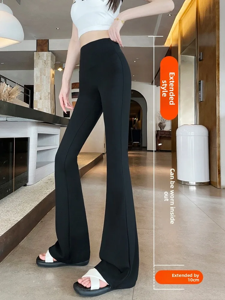 

Удлиненные длинные брюки для йоги из ледяного шелка с высокой талией, женские тонкие летние солнцезащитные брюки, крутые широкие расклешенные брюки-ковчелки, повседневные брюки