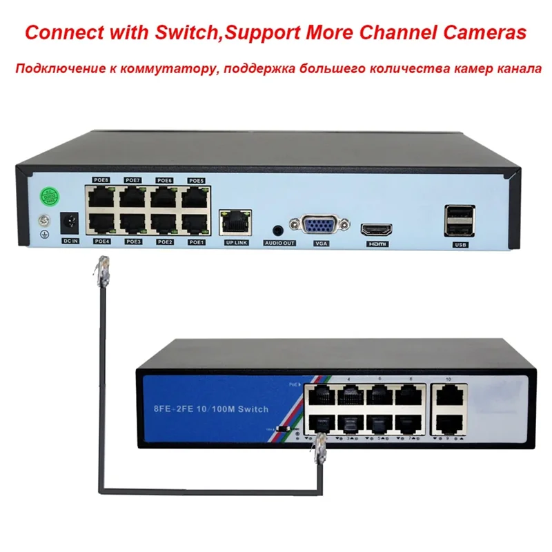 Xmeye 4K 8CH POE NVR 8Channel Video Recorder For 48V POE 8MP 5MP Security Surveillance IP Camera Face Detect EU Plug Easy To Use