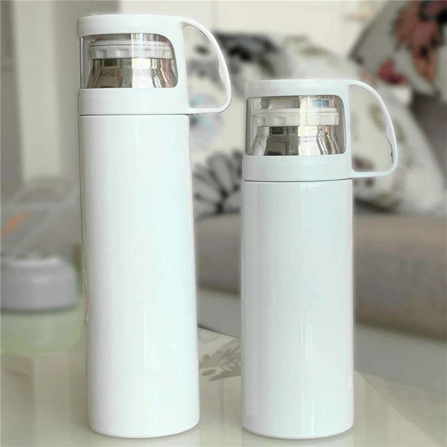 

100pcs/Lot Sublimation Slim Mug With Cup Lid 17oz/500ml 12oz/350ml Bottle Skinny 18/8 Stainless Steel Insulated Vacuum 2-Wall