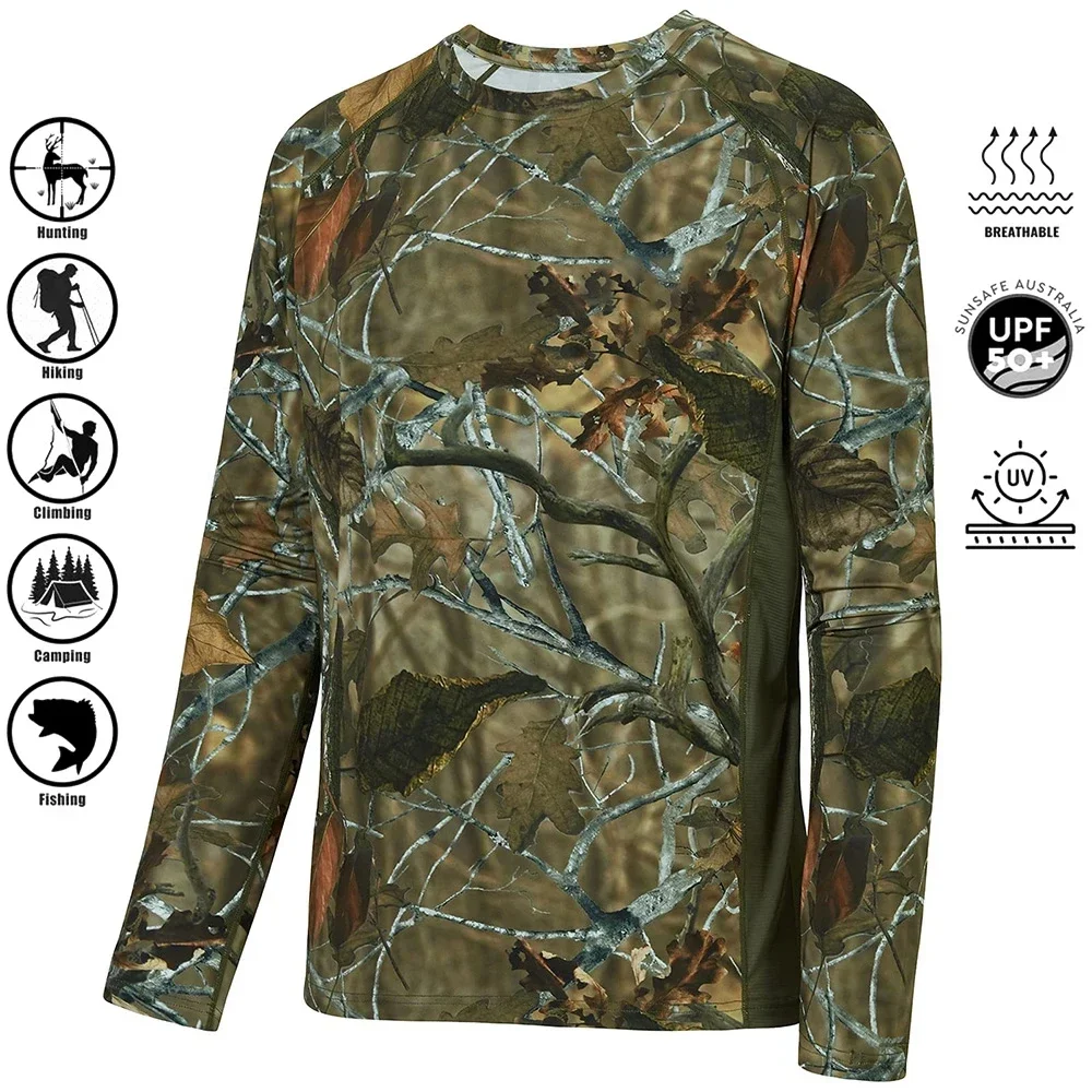 Men's Camouflage Long-sleeved Fishing Shirts Casual Sportswear T-shirts Streetwear Camping Outings Company Team-building