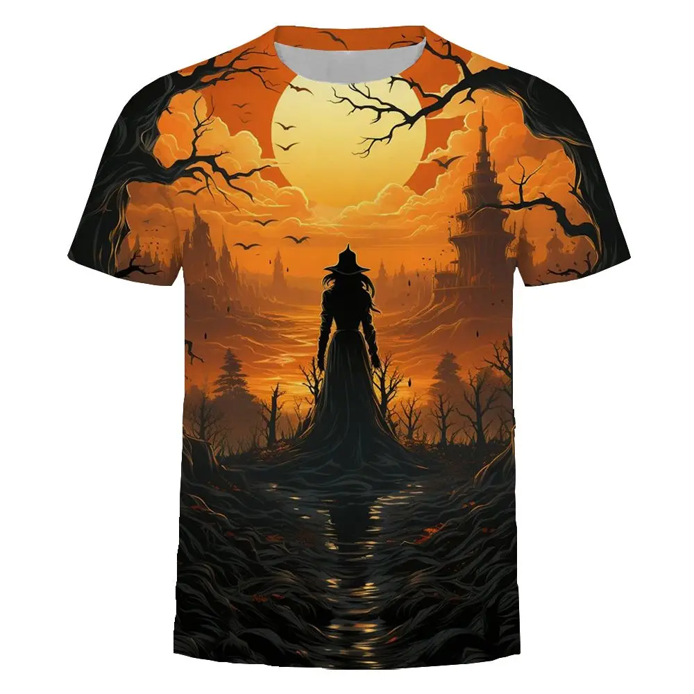 

2025 3D Funny Halloween T-shirt slimming fashionable versatile sporty and breathable T shirt Men Women's Shirts Kids Tshirt
