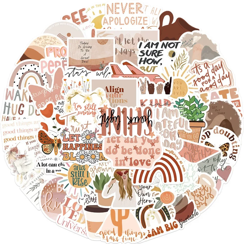 

50PCS Bohemian Style Inspirational Phrase Graffiti Stickers for Bicycle Hand Account Pencil Case Decals( Anime Worlds Store)