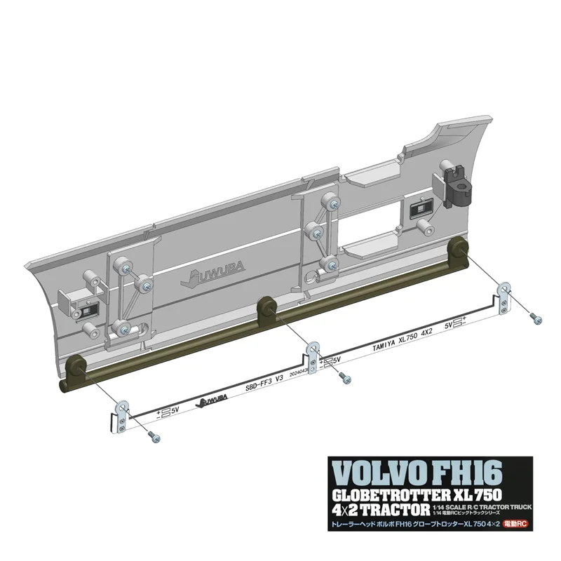 Światła LED boczna dokładka błotnik 5V lampa akcesoria do 1/14 Tamiya zdalnie sterowana ciężarówka przyczepa wywrotka Volvo FH16XL 750 4x2 56375