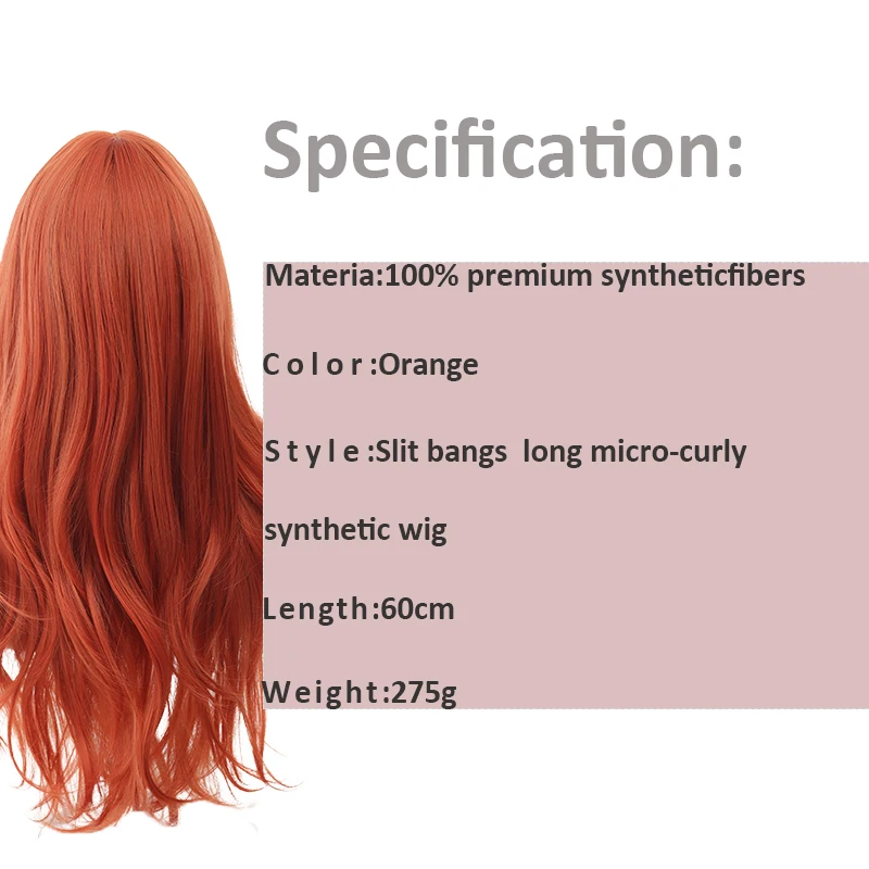 Long orange Wig for Women Layered Synthetic Heat Resistant Straight Hair Wig with Dark Roots Natural Realistic Wig  24 Inch