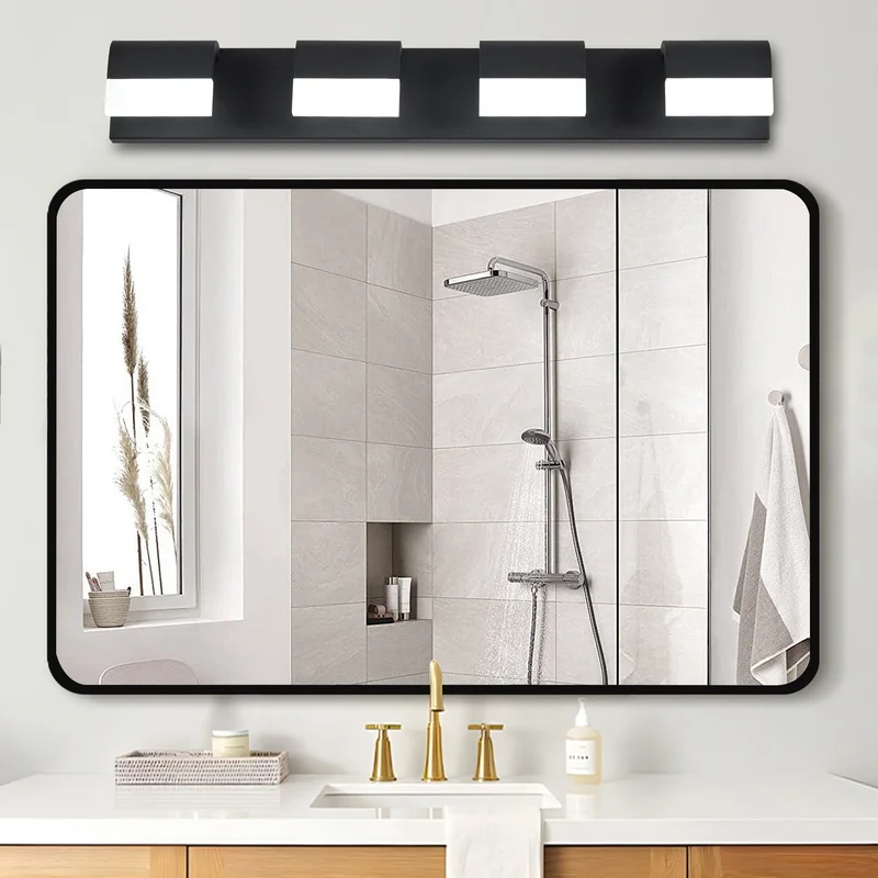 

4-Light Acrylic Matte Black Bathroom Vanity Mirror Light for Decor and Shower