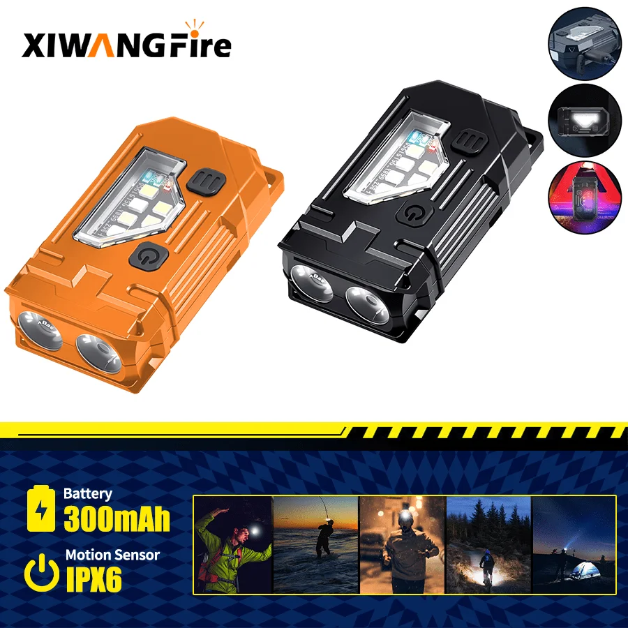 Mini Keychain EDC Flashlight - Rechargeable Magnetic Torch Light with Pen Clip & Hat Clip, Super Bright Lamp for Outdoor/Fishing