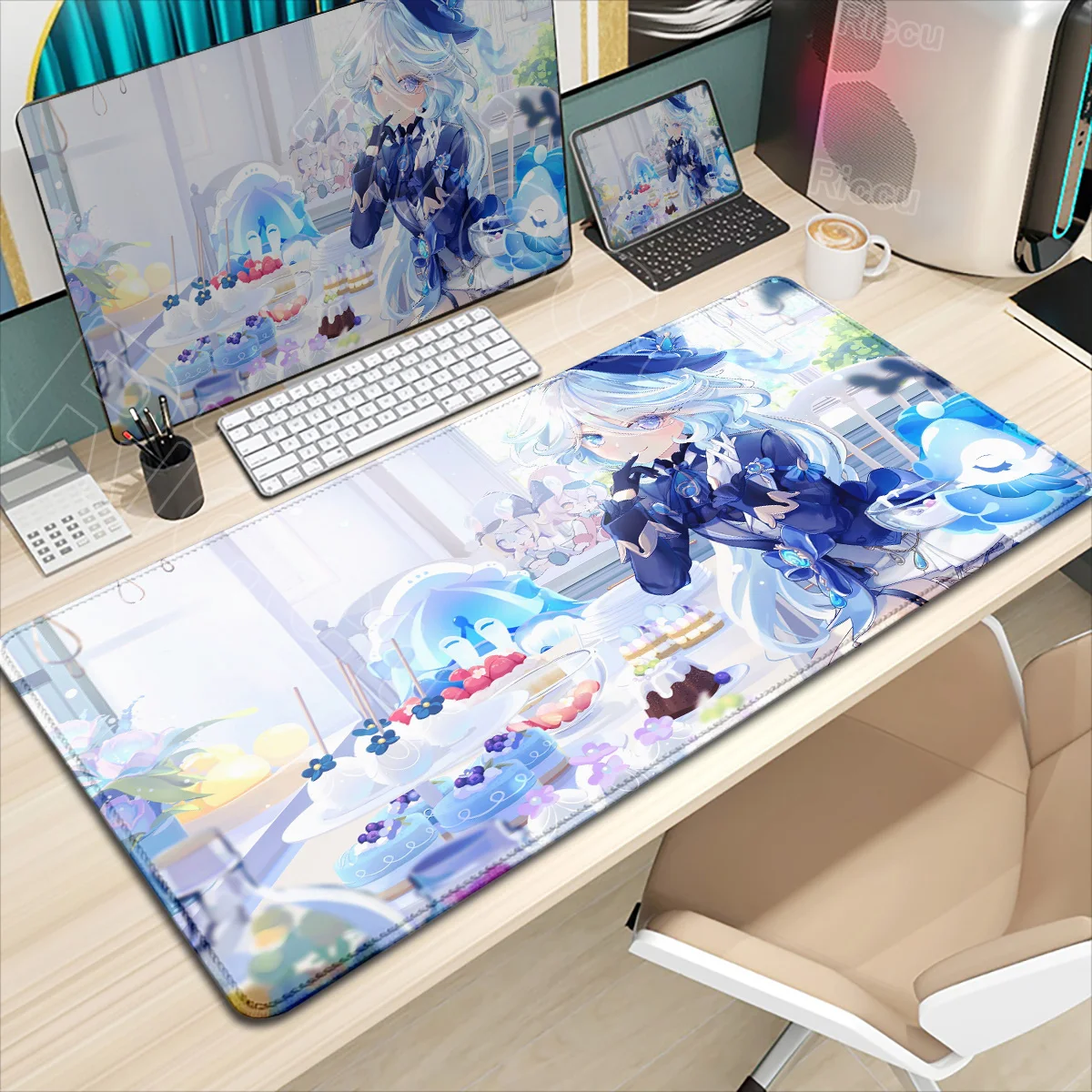

New HD Printing Genshin Impact Mouse Pad Kawaii Furina Game Office Mousepads Large 1000x500mm Mousepad PC Keyboard Mat Desk Mats