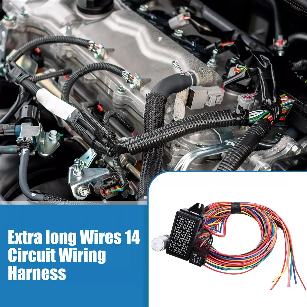Super Sale 14 Circuit Wiring Harness Kit Car Modification Circuit for Chevy Ford Chrysler Mopar Muscle Car Electrical Wire Harne