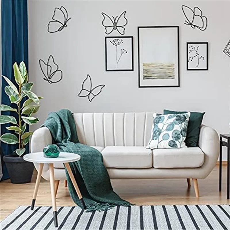 6 STKS Metalen Vlinder Muur Hangende Decor, Decoraties Decals Kunst Voor Binnen Buiten Bruiloft Verjaardagsfeestje, 6 Stijlen Gemakkelijk Te Gebruiken