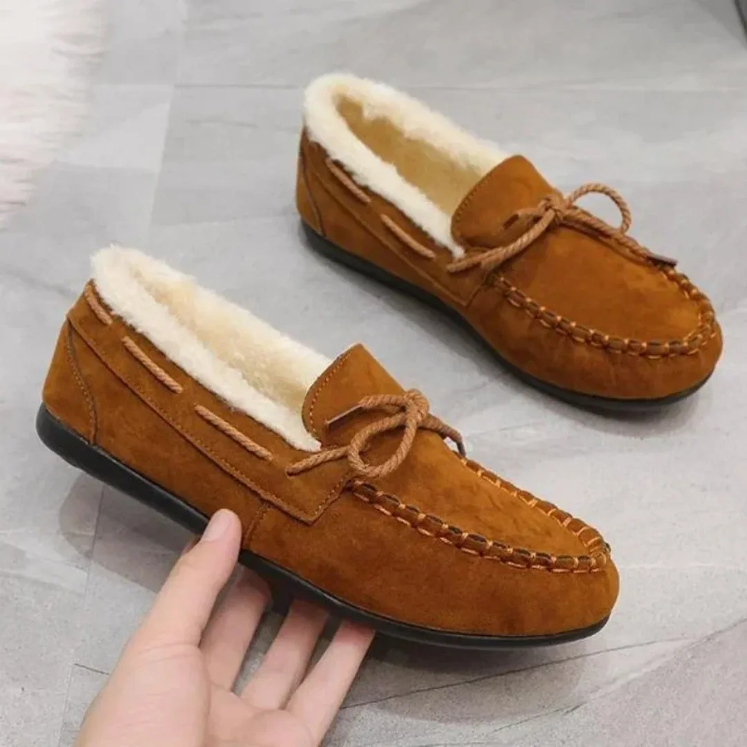 

Winter Women's New Bean Shoes Fashionable, Comfortable, Warm, Plush Bow Women's Cotton Shoes Casual Non slip Flat Shoes zapatos