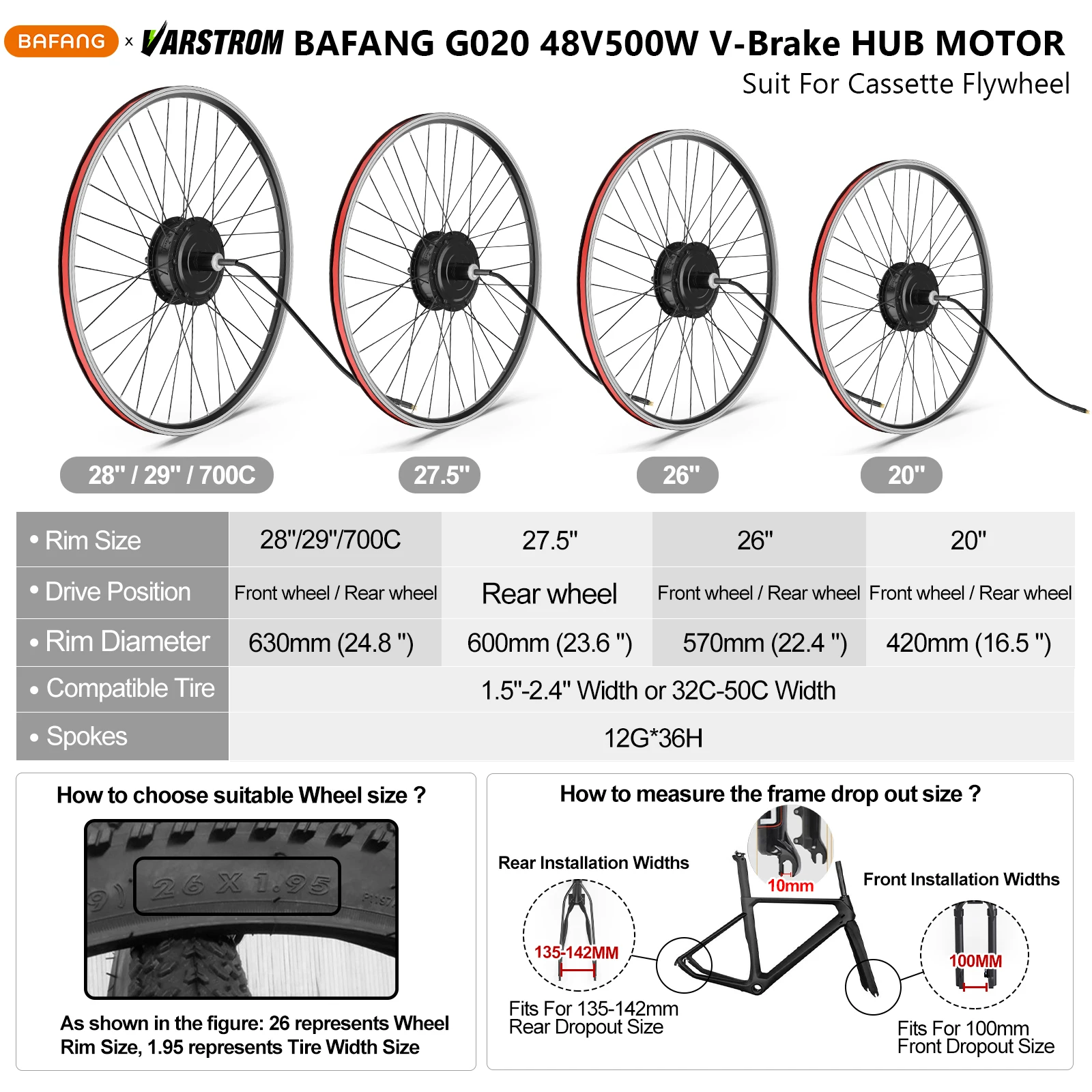 Bafang 48 فولت 500 واط موتور محور عجلات محرك دراجة كهربائية تحويل أطقم 8fun الخلفية الجبهة eBike المحرك ل eCity كاسيت 135-142 مللي متر