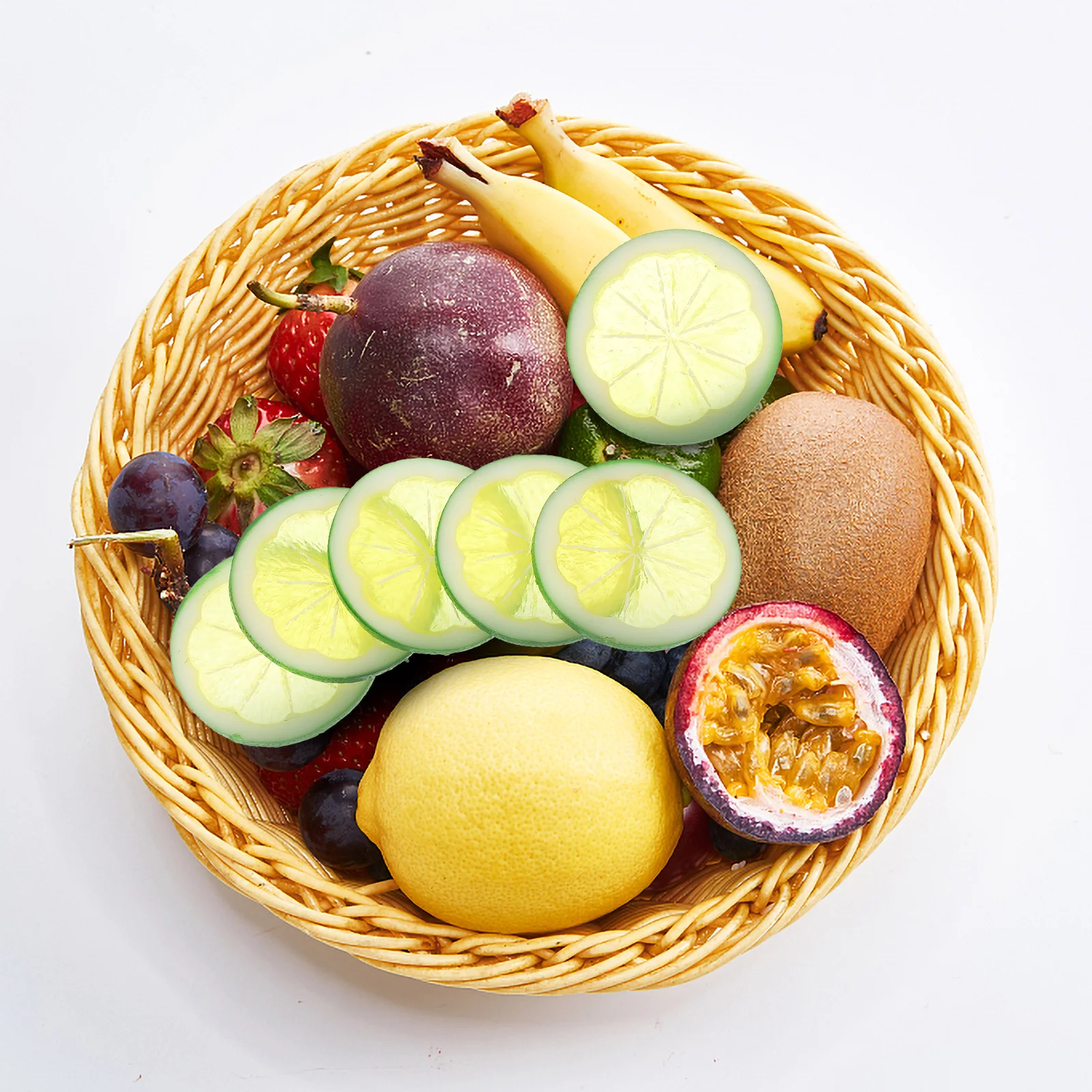 

6 Pcs Simulated Lemon Slices PVC Fruits Decor Kitchen Props DIY Accessories Home Office Decoration Fruit Model Bright Color