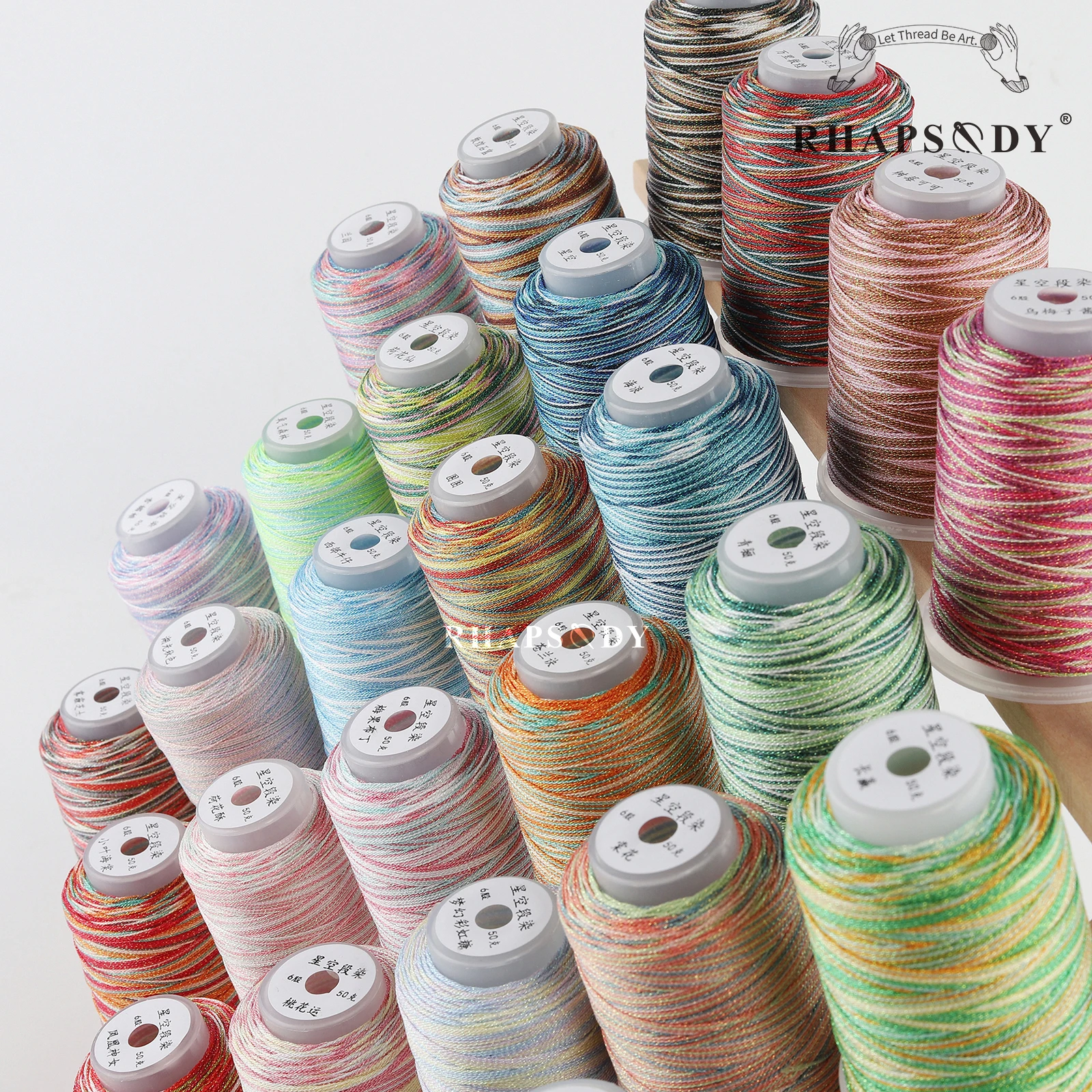 Rhapsody Glitzer-Metallic-Polyesterfaden, 6 Fäden, 29, gemischte Farben, zum Nähen, für DIY-Projekte, zum Weben, für Freundschaftsbänder und zum Zopfen. – Detail 10