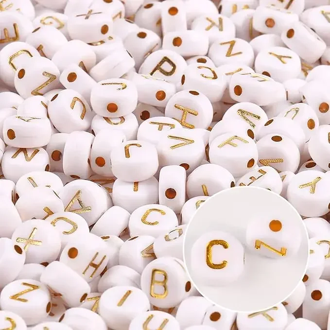 100-500Pcs Acrylic Letter Beads A-Z Gold Alphabet Loose Spacer Beads for Jewelry Making DIY Bracelet Necklace Accessories