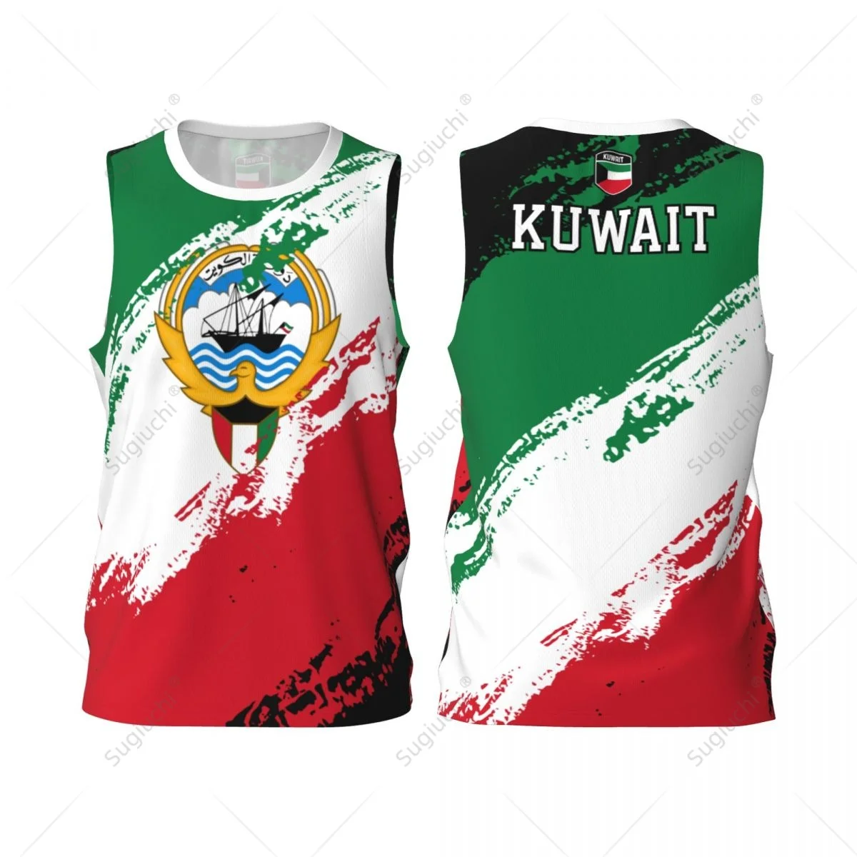 Men Basketball Sports Kuwait Flag Running Fitness Multifunction Jersey Sleeveless shirt Custom Name Nunber Exclusive