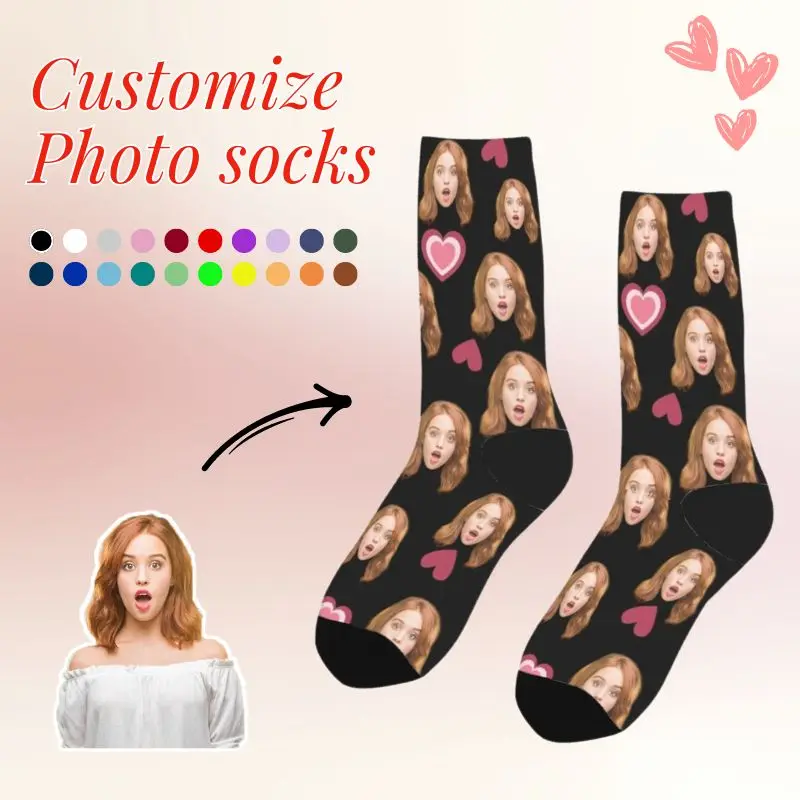 Customized printing of your photos, personalized long socks, colored socks, men's women neutral socks, fun and innovative socks,