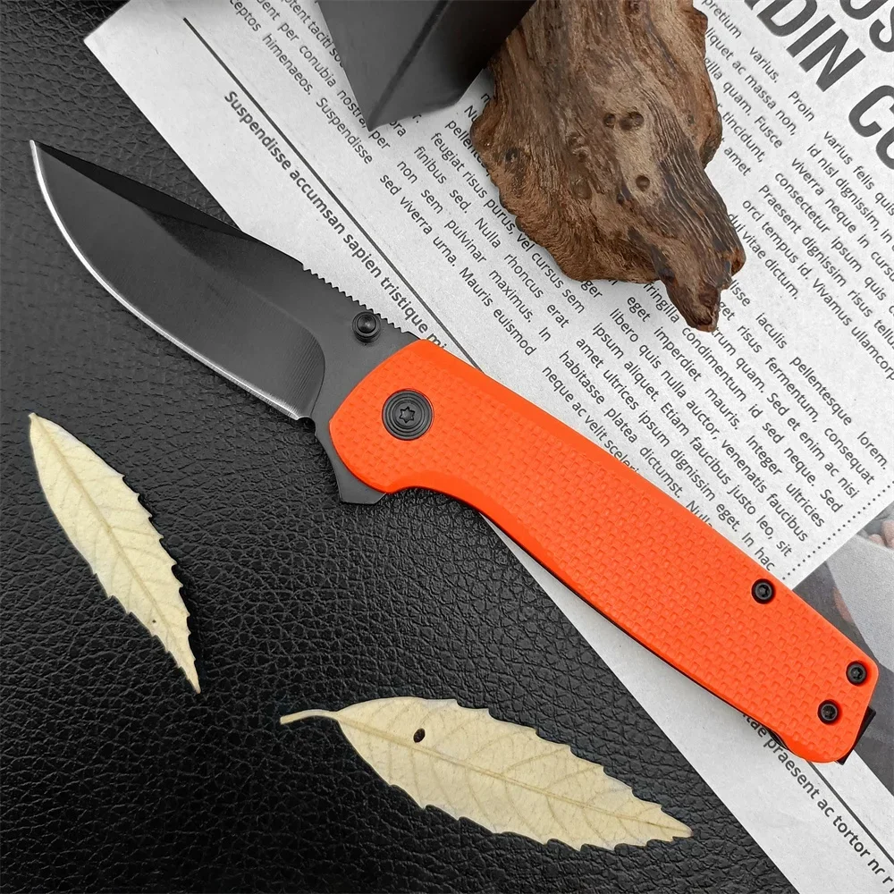 

Orange Handle Black Blade Outdoor Folding Knife 440C Stainless Steel Tactical Self Defense Hunting Camping Everyday Carry Knives