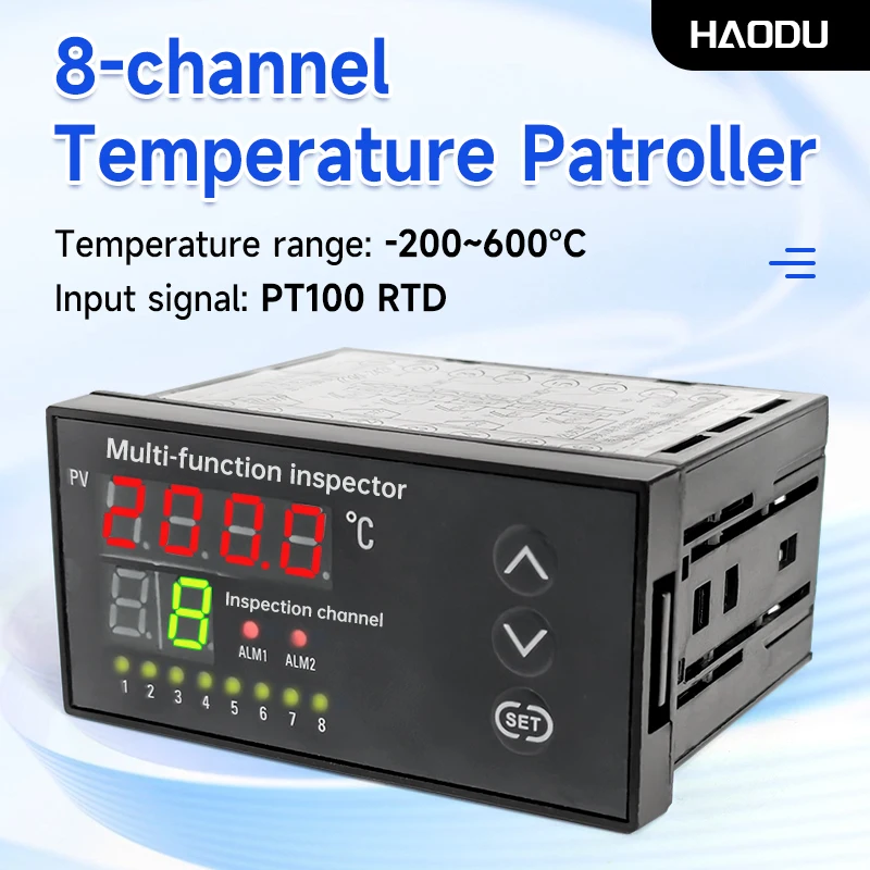 Thermostat 4-20mA Automatic Controller LED Display 8-Channel Temperature Inspector, Temperature Indicator