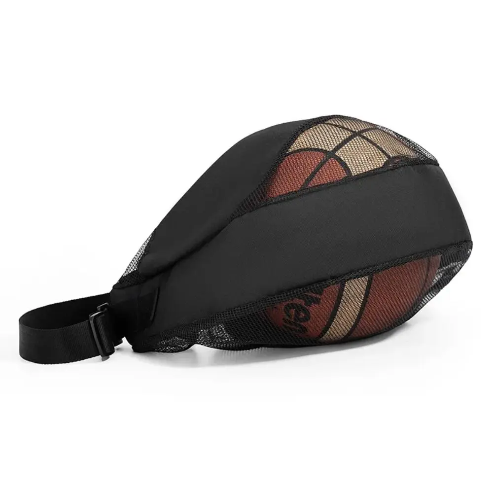 Multifunktionale Basketball-Netztasche, atmungsaktiv, mit Reißverschlusstasche, einzelne Balltasche, verstellbar, tragbar, Sportball-Umhängetasche