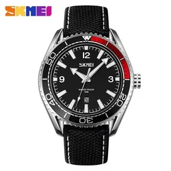 SKMEI 9291 Genuine Leather Waterproof Clock reloj hombre Top Brand Casual Watches Mens Japan Quartz Movement Date Wristwatch