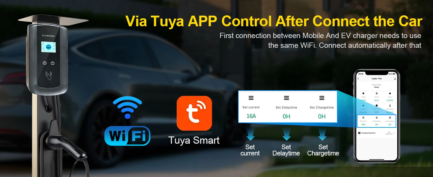 Kolanky 16A 11KW Fast Home EV-Aufladung EV-Station Typ 2 Tuya APP Wifi Timer Ladegerät Elektrofahrzeug Hybrid Auto Gesamtlänge 5M – Detail 3