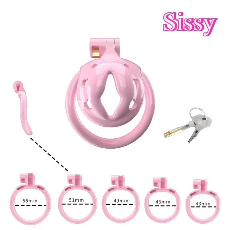 New Miniature Chastity Cage CB Lock with 5 Penis Rings Use Sex Bondage Cock Cage Adult Erotic Sex Toy Chastity Device 18+ 정조대