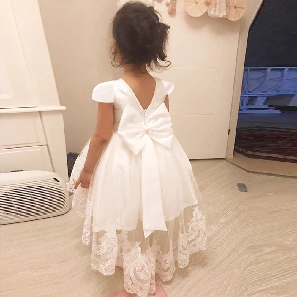 

Toddler Girl White Evening Party Princess Dress Baby Big Bow Tutu Gown Kids Birthday Wedding Ceremony Costume Clothes Vestidos