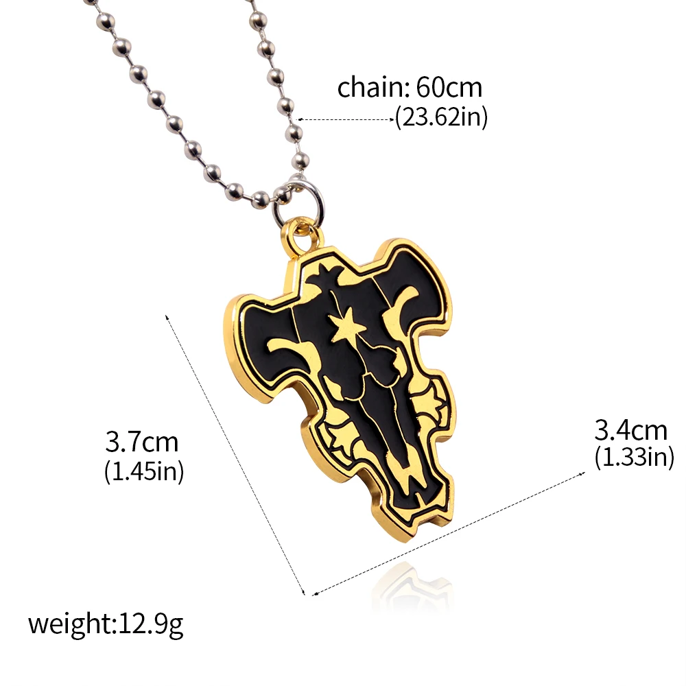 Anime Black Clover Necklace Asta Black Bull Sign Five-leaf Yuno Pendant Necklace for Women Men Cosplay Jewelry Gifts