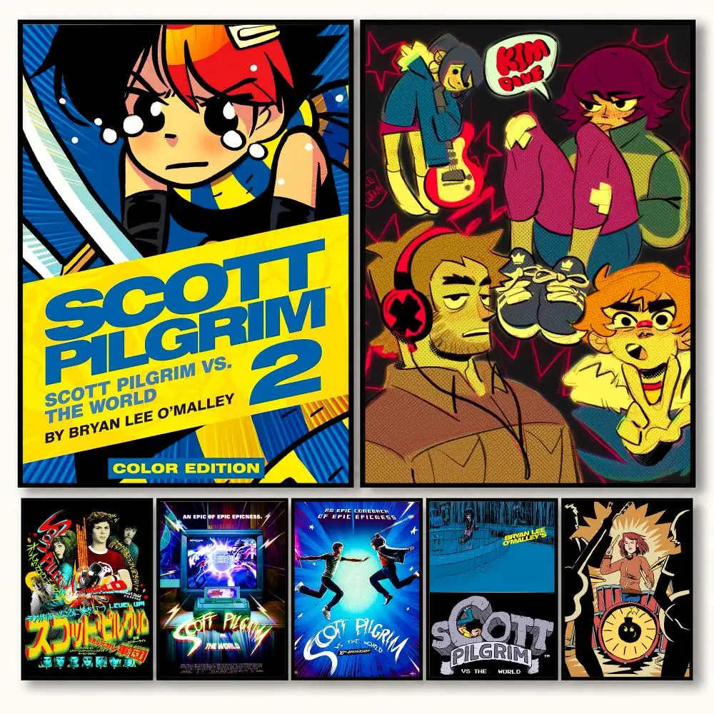 Scott Pilgrim vs. the World Comic Romance Film Style Poster Decorative art prints for the home, holiday gifts, unframed