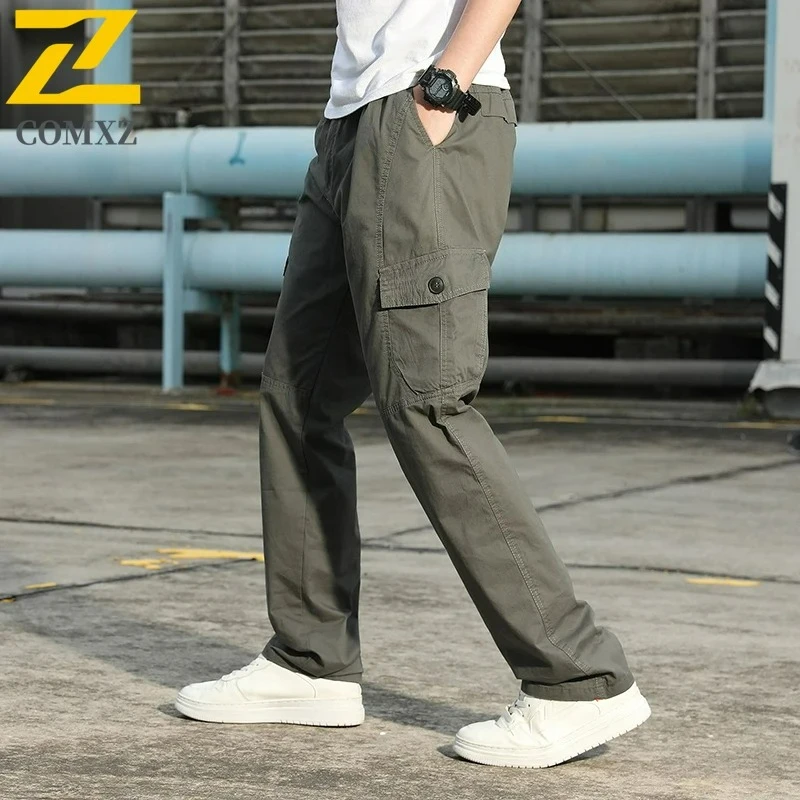 2025 Autumn New Cargo Pants Men's high quality Fashion Cotton Multi-Pocket Wide Pants Male Outdoor Fishing Hunting Work Trousers