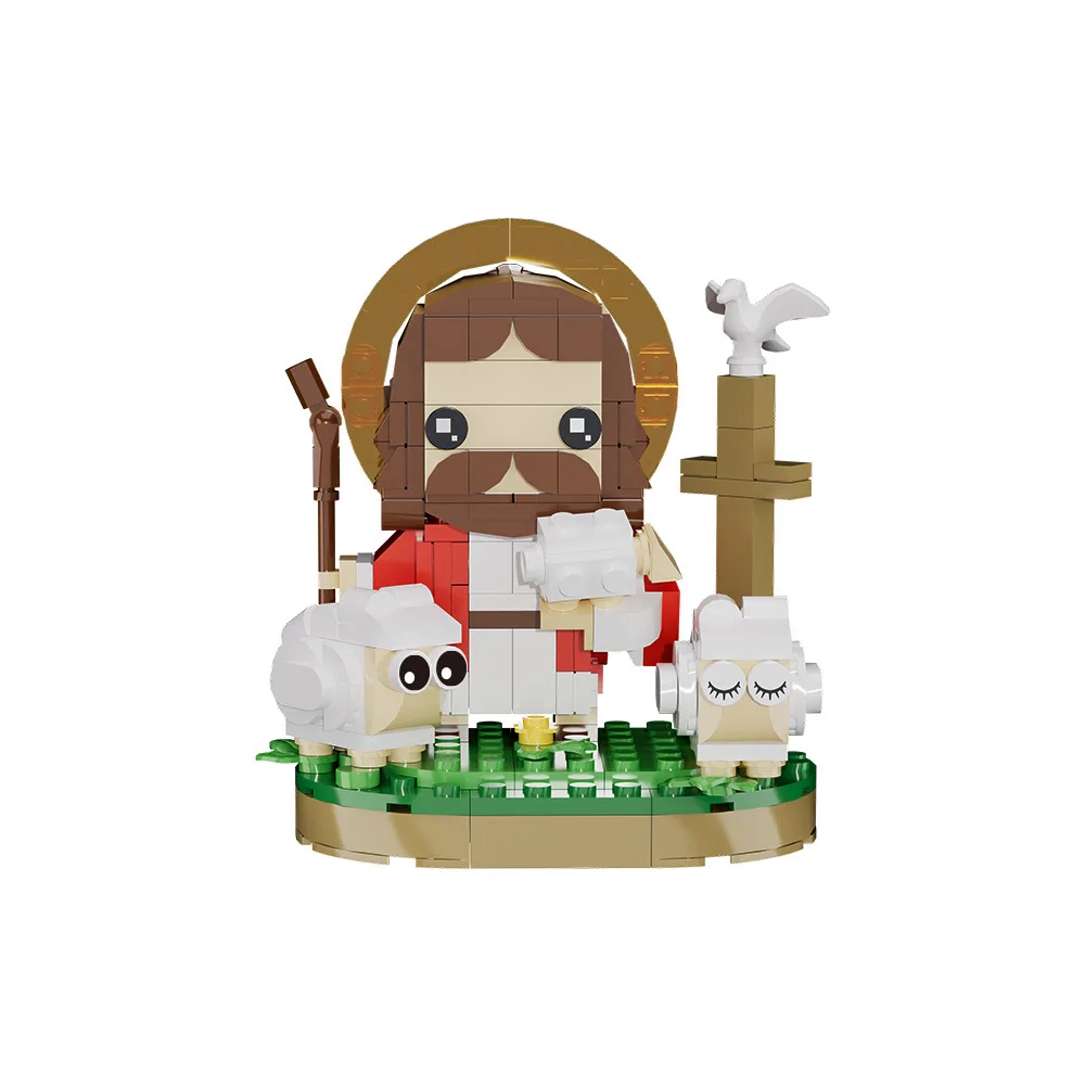 New in Classic Christianity God Shepherd Building Block Easter Day Jesus Bricks Assemble Toys Creative Educational Children Gift