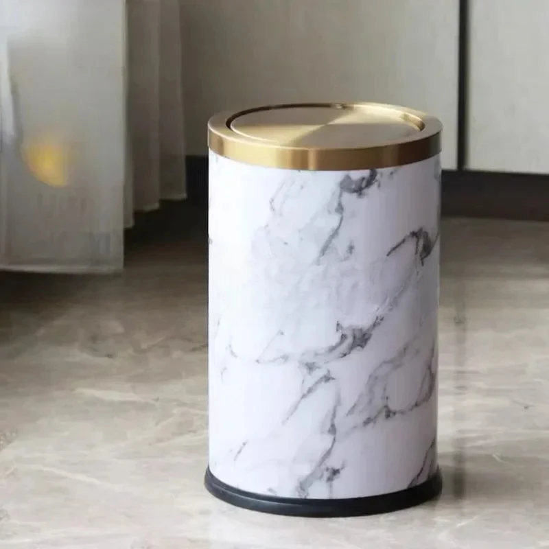 

Luxury Gold Trash Can Bedroom Stainless Steel Home Office Bathroom Trash Bin Kitchen Cabinet Storage Poubelle Storage BS50TC