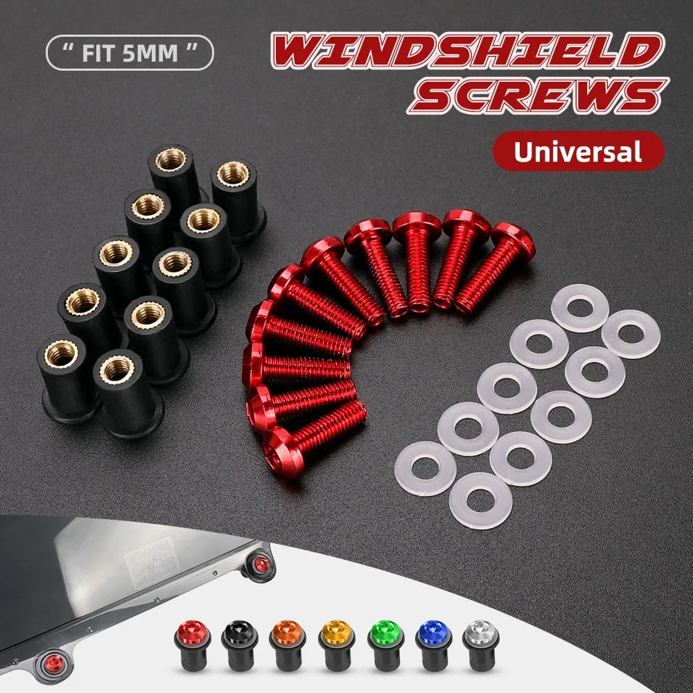 For Ducati 748 R/S 749 750 851 900 916 996 998 999 1000 1098 Monster 600 620 10PCS Windshield Screw Nut Sets Windscreen Bolt Kit