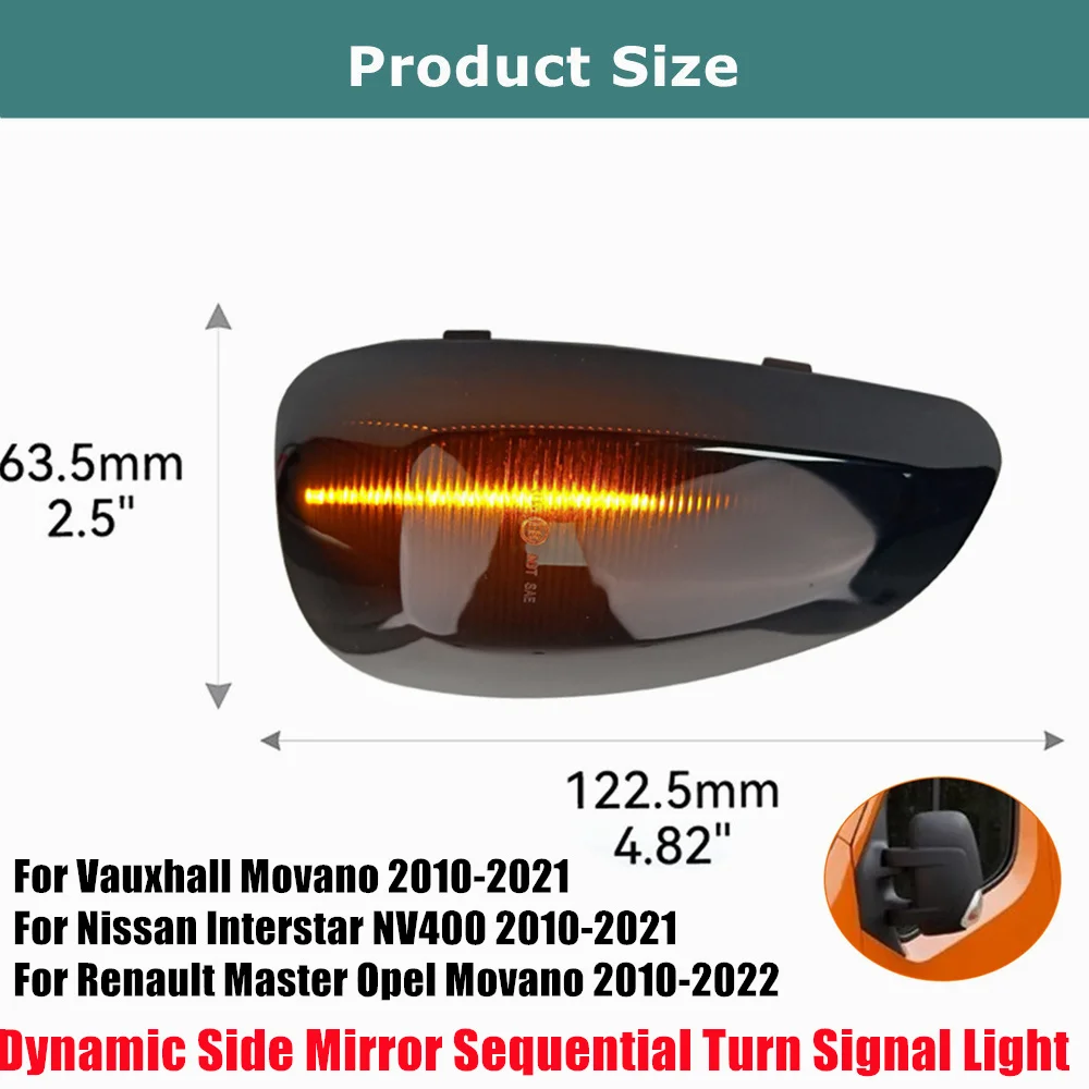 صالح لرينو ماستر III 3 EV FV HV JV UV 2010 2011 2012 2013 2014 - 2023 ديناميكية LED الجانب مرآة بدوره ضوء مصباح إشارة