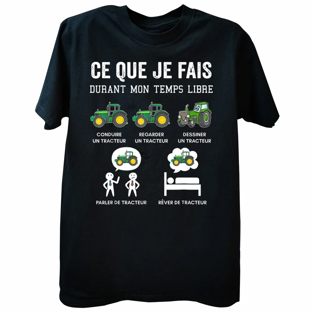 Camiseta de algodón con estampado de vacas agrícolas de Francia, ropa de calle de manga corta, divertida, humorística, tiempo libre, Tractor,